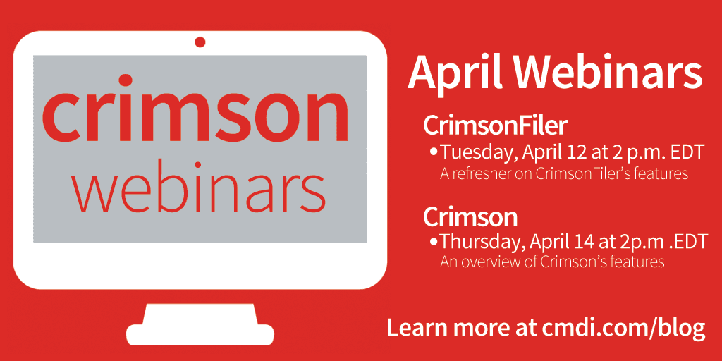 April 2016 Crimson Webinars | CMDI.com